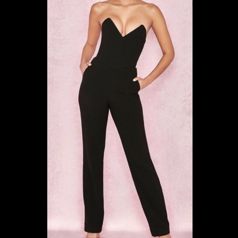 House of CB Black Strapless Sweetheart Jumpsuit. Brand new with tags